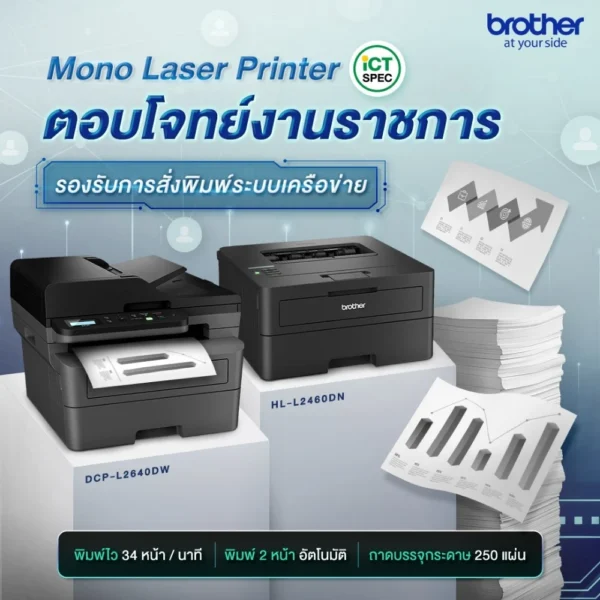 BROTHER MONO Laser PRINTER เครื่องพิมพ์เลเซอร์สีดำ HL-L2460DN - Image 4