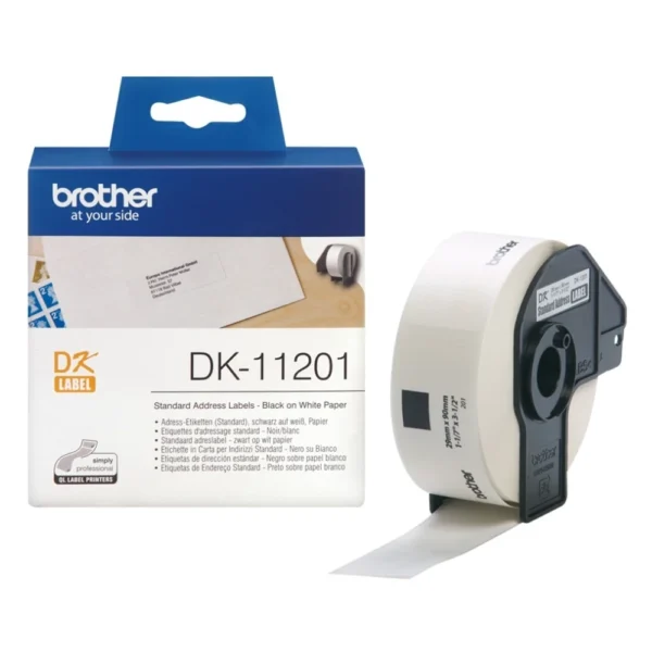 BROTHER เทปกระดาษต่อเนื่องพื้นขาว ขนาด 29 มม. DK-11201 (ฉลากแบบไดคัท)