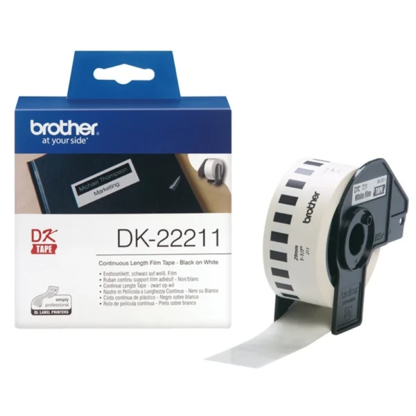 BROTHER เทปกระดาษต่อเนื่องพื้นขาว ขนาด 29 มม. DK-22211 (ชนิดม้วน)